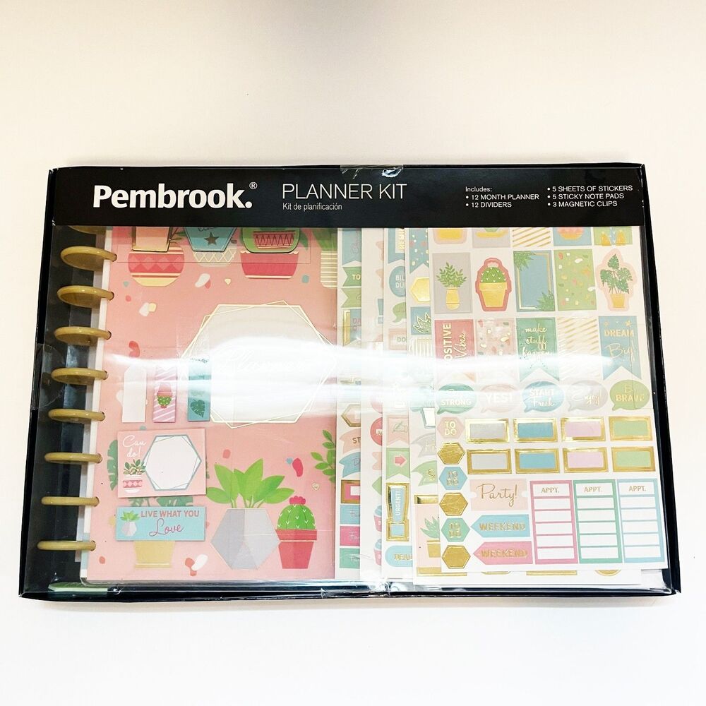 Pembrook Planner Kit 12 Month Planner Stickers Dividers Clips Notes New DIY